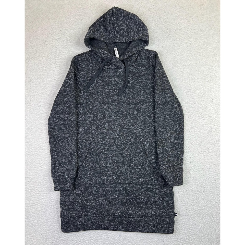 Fabletics Hoodie Dress Womens Medium Dark Gray Heather Longline Tunic Pocket